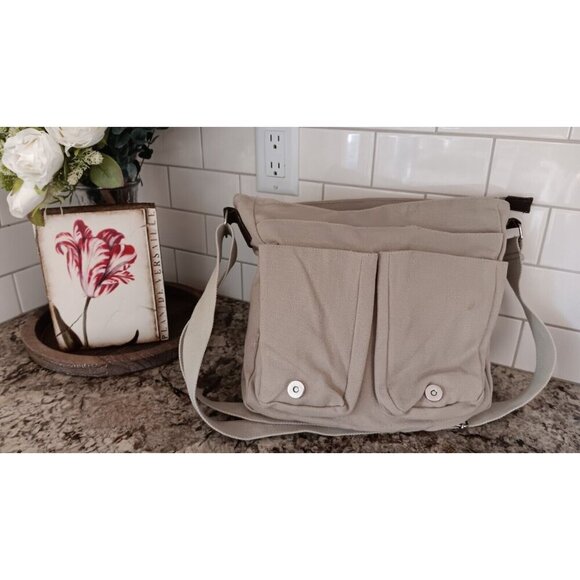 Hemptique Handbag Purse Hemp Canvas Satchel Crossbody Organic BOHO Approx 14" - Picture 4 of 14